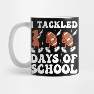 i tackled 100 days of school , 100 Days Of School Boys Kids 100th Day Of School Football Mug